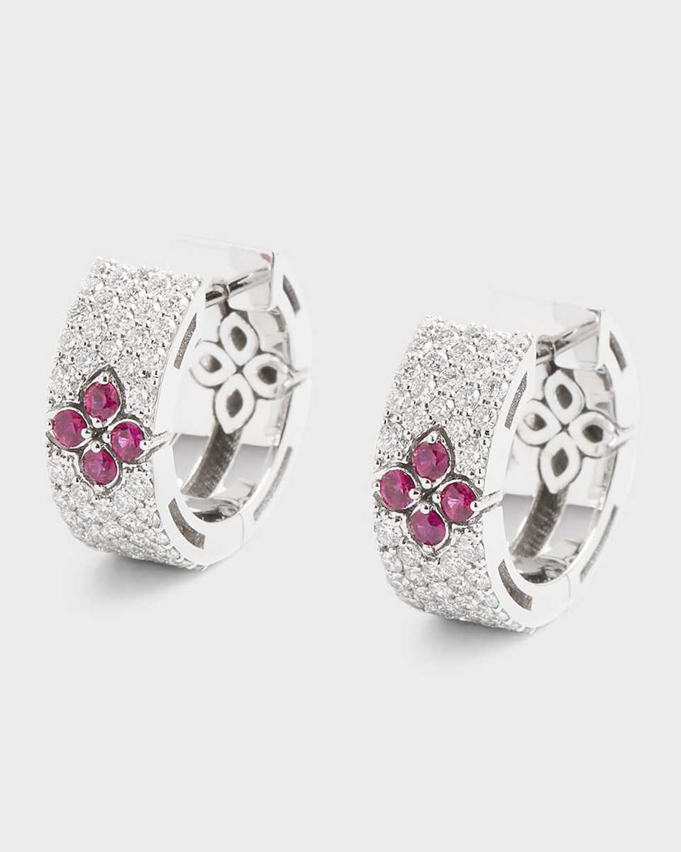 18k White Gold Love in Verona Diamond and Ruby Earrings